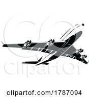 Commercial Jet Plane Airliner Flying Overhead Isolated Retro Style