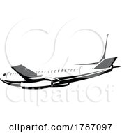 Poster, Art Print Of Commercial Jet Plane Airliner Flying Side View Isolated Retro