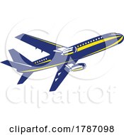 Commercial Jet Plane Airliner Flying Up Side View Isolated Retro