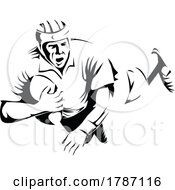 Poster, Art Print Of Rugby Player Diving To Score A Try Retro Black And White