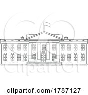 Poster, Art Print Of Line Drawing Of The White House Front View Black And White