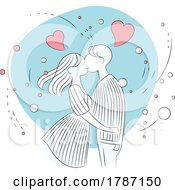Poster, Art Print Of Couple Kissing With Hearts