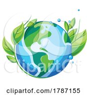 Poster, Art Print Of Planet Earth With Leaves And Bubbles