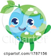 Planet Earth Mascot With 2 Leaves