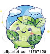 Poster, Art Print Of Planet Earth Mascot With Leaves And Sky