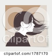 Line Drawing Of A Woman With Her Hair In The Breeze