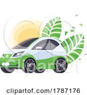 Poster, Art Print Of Green E Car With Leaves And Sun