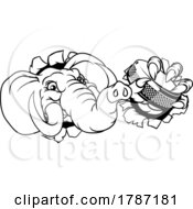 Poster, Art Print Of Elephant Ice Hockey Player Animal Sports Mascot