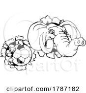 Poster, Art Print Of Elephant Soccer Football Ball Sports Animal Mascot