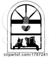 Poster, Art Print Of Silhouetted Cat And Dog In A Window
