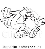 Black And White Cartoon Cougar Mascot Jumping