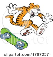 Cartoon Tiger Mascot Skateboarding