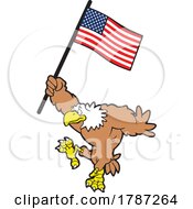 Poster, Art Print Of Cartoon Bald Eagle Mascot Carrying A Flag