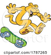 Poster, Art Print Of Cartoon Cougar Mascot Skateboarding