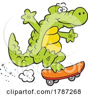 Poster, Art Print Of Cartoon Alligator Skateboarding
