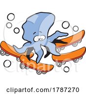 Poster, Art Print Of Cartoon Skater Octopus