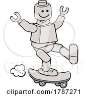 Cartoon Skateboarding Robot