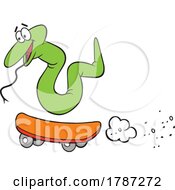 Cartoon Snake Mascot Skateboarding