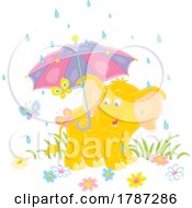 Baby Elephant With Butterflies And An Umbrella