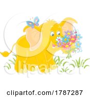 Poster, Art Print Of Baby Elephant With Flowers