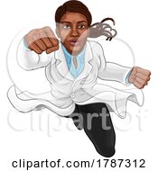 Super Hero Black Woman Scientist Flying Superhero by AtStockIllustration