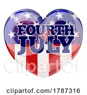 Poster, Art Print Of Fourth Of July American Flag Heart Design