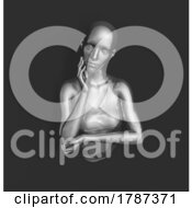 3D Modern Art With Image Of Glossy Metal Female Form