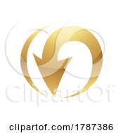 Poster, Art Print Of Golden Abstract Round Arrow Icon On A White Background