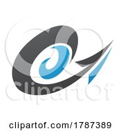 Poster, Art Print Of Hurricane Shaped Arrow In Black And Blue Colors