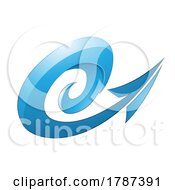 Poster, Art Print Of Hurricane Shaped Embossed Arrow In Blue Color