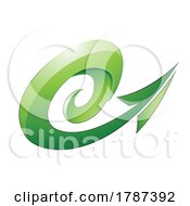 Poster, Art Print Of Hurricane Shaped Embossed Arrow In Green Color