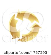 Golden Round Recycling Symbol On A White Background
