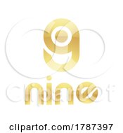 Golden Symbol For Number 9 On A White Background Icon 8