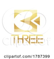 Poster, Art Print Of Golden Symbol For Number 3 On A White Background - Icon 2