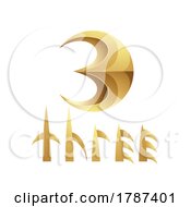 Poster, Art Print Of Golden Symbol For Number 3 On A White Background - Icon 5