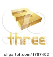 Poster, Art Print Of Golden Symbol For Number 3 On A White Background - Icon 4
