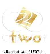 Golden Symbol For Number 2 On A White Background Icon 4