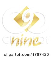Poster, Art Print Of Golden Symbol For Number 9 On A White Background - Icon 6