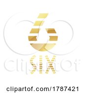 Golden Symbol For Number 6 On A White Background Icon 2