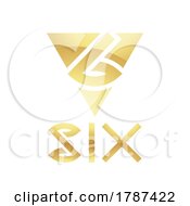 Poster, Art Print Of Golden Symbol For Number 6 On A White Background - Icon 3