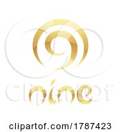 Poster, Art Print Of Golden Symbol For Number 9 On A White Background - Icon 2