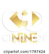 Golden Symbol For Number 9 On A White Background Icon 1