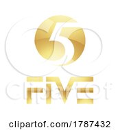 Golden Symbol For Number 5 On A White Background Icon 4