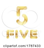 Poster, Art Print Of Golden Symbol For Number 5 On A White Background - Icon 5