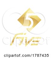 Poster, Art Print Of Golden Symbol For Number 5 On A White Background - Icon 7