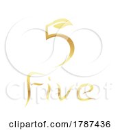 Golden Symbol For Number 5 On A White Background Icon 8