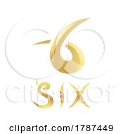 Golden Symbol For Number 6 On A White Background Icon 9