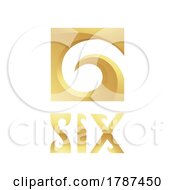 Golden Symbol For Number 6 On A White Background Icon 5