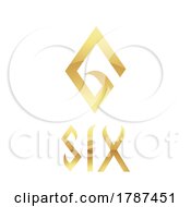 Poster, Art Print Of Golden Symbol For Number 6 On A White Background - Icon 6