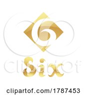 Poster, Art Print Of Golden Symbol For Number 6 On A White Background - Icon 8